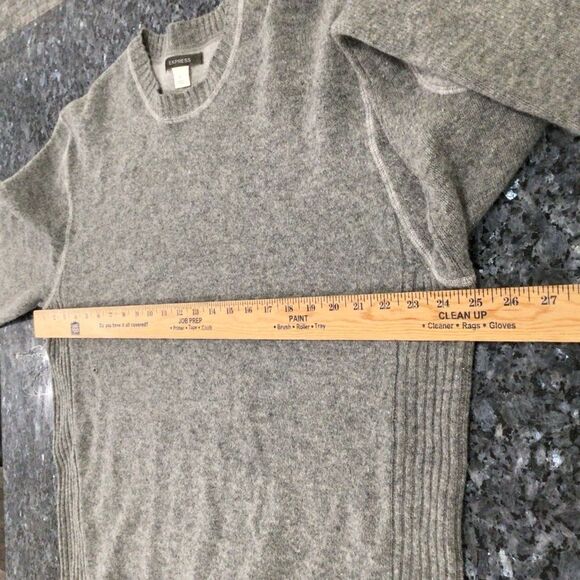 Men’s Express 100% Lambswool Grey Elbow Patch Sweater XL - Picture 6 of 9